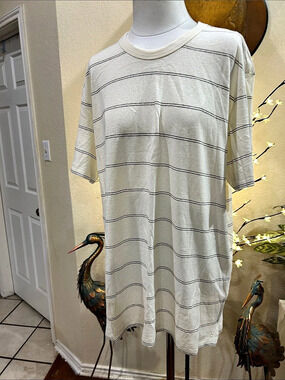 rag & bone Striped Short Sleeve Tee in Cream & Brown